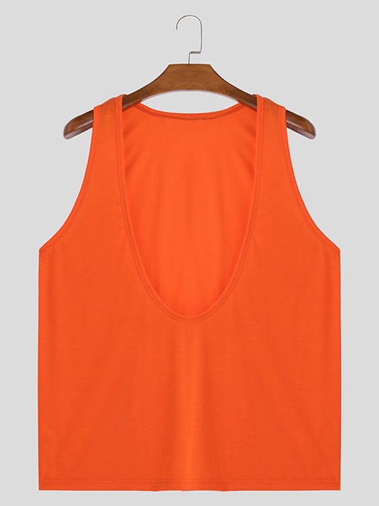 Thin Breathable Solid Color Large V Neck Tank Top