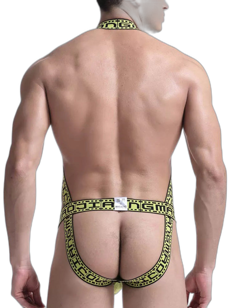 Men's Sexy Mesh U-convex Large Pouch Breathable Vest One-piece Suspender T-back