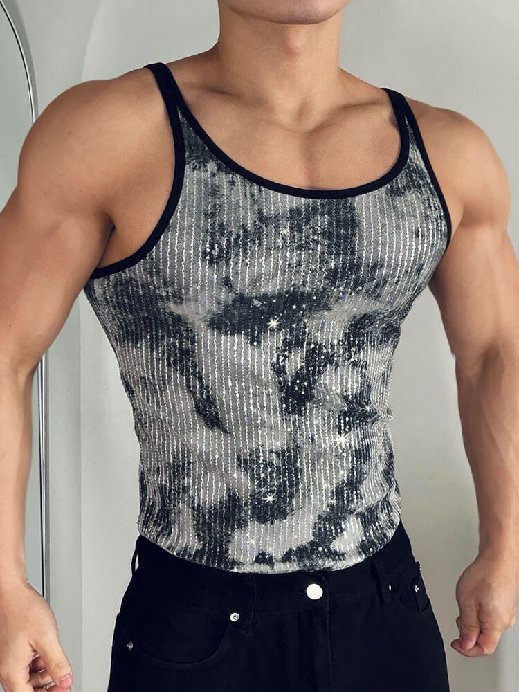 Men's Retro Wasteland Style Distressed Sequin Vest