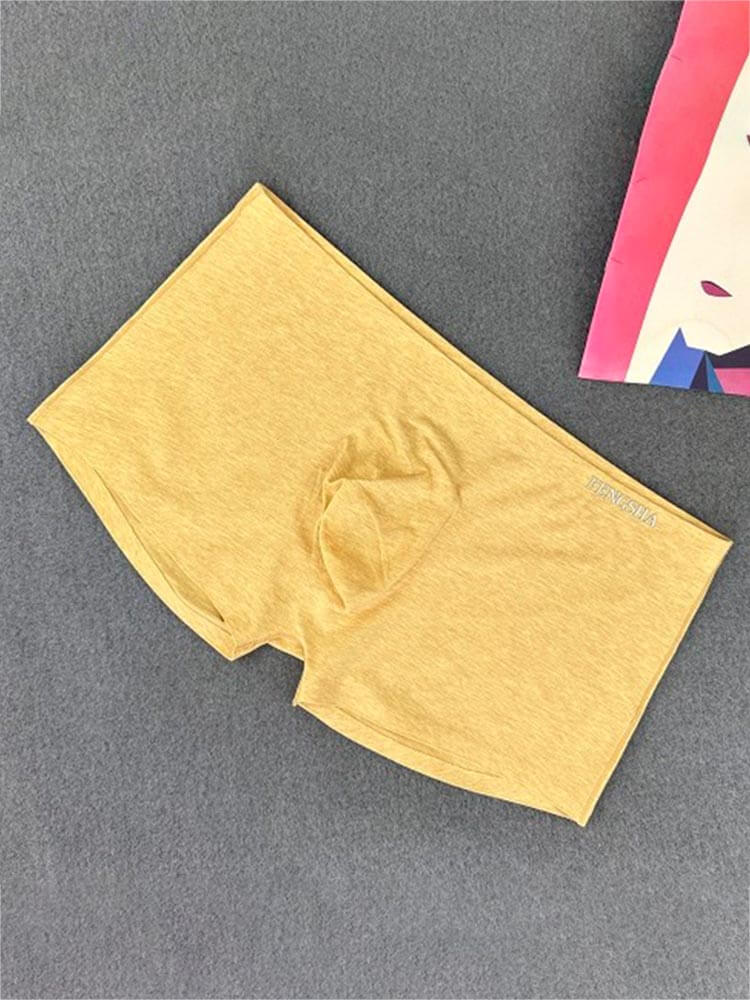 Men's Solid Color Seamless Cotton Boxer Briefs