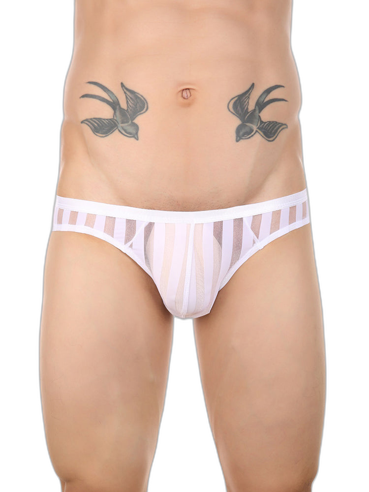 3 Pack Men's Sexy Striped Sheer Mesh Bikini