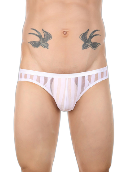3 Pack Men's Sexy Striped Sheer Mesh Bikini