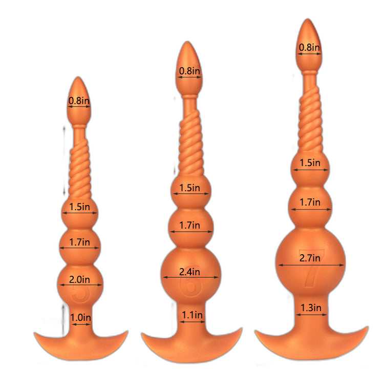 Rama - Silicone Anal Beads  - 3 Anal Balls With Tail - Anal Trainer