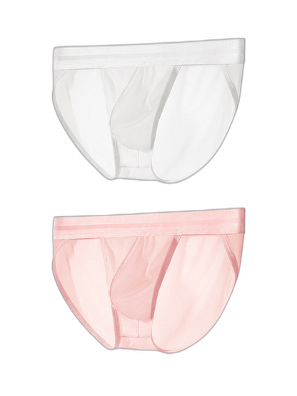 2 Pack Men's Ultra-Soft Ice Silk Quick-Dry Smooth Cooling Briefs