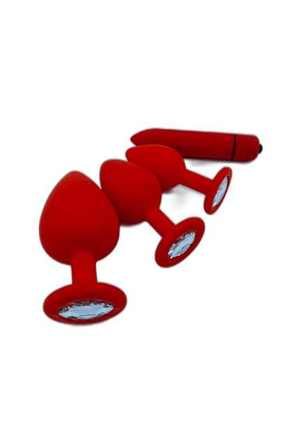 3 Piece Butt Plug Training Set with 10 Speed Mini Bullet Vibrator