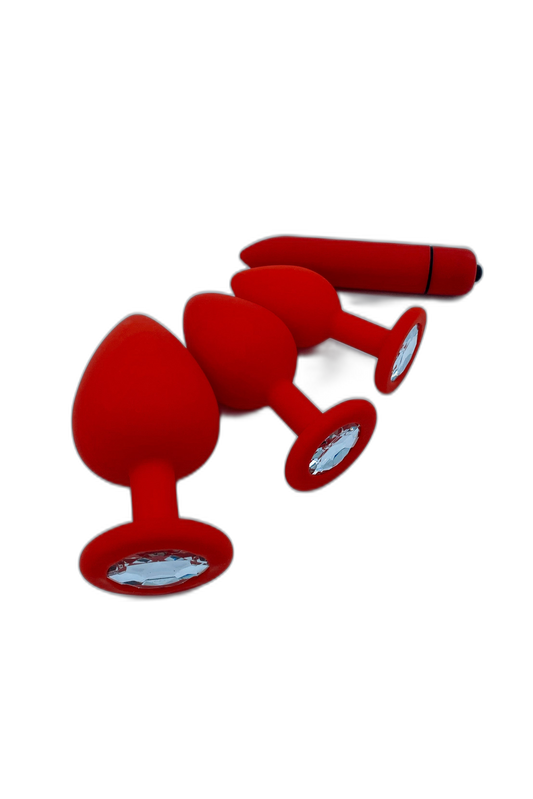 3 Piece Butt Plug Training Set with 10 Speed Mini Bullet Vibrator