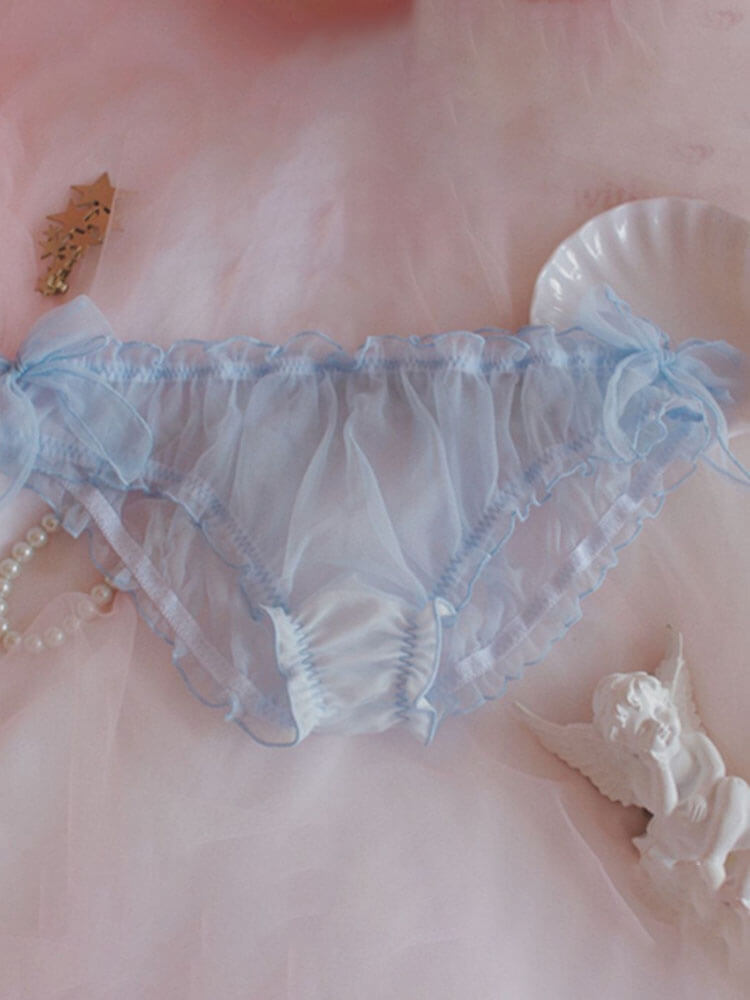Men's Chiffon Bowknot See-Through Briefs