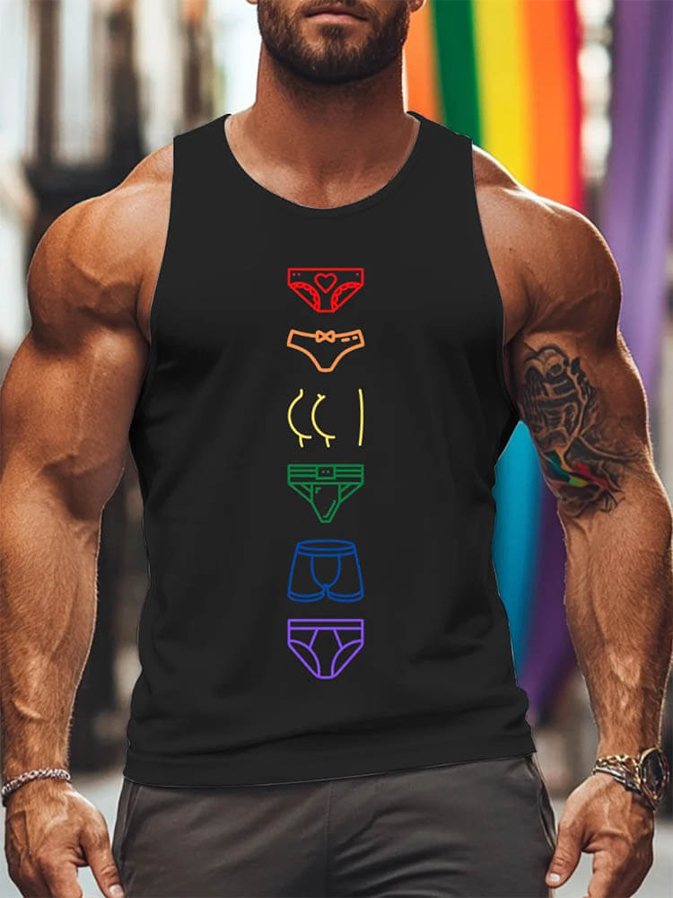 Men's LGBTQ Rainbow Underwear Art Print Tank Top