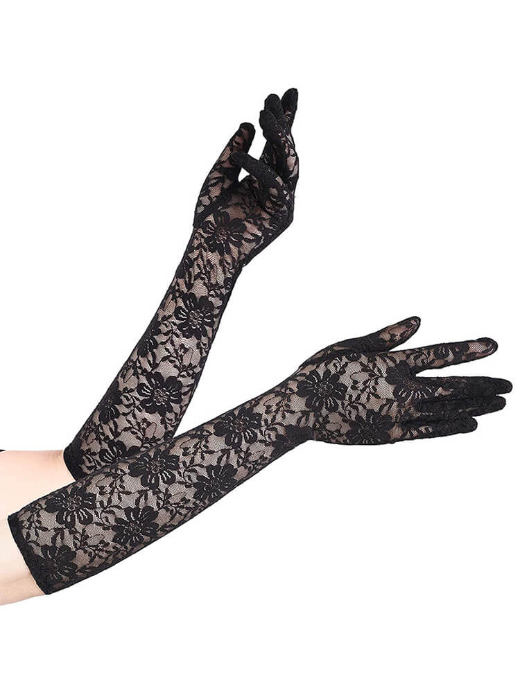 Lace Floral Pattern Long Gloves