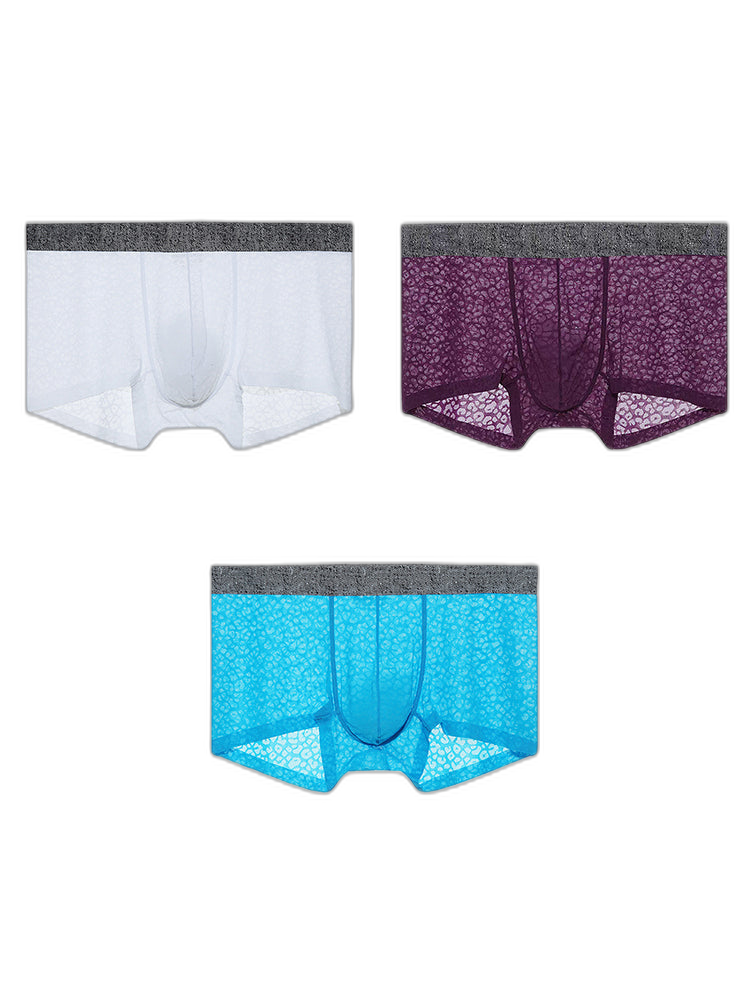 3 Pack Men's Lace Breathable Sweat-Wicking Trunks