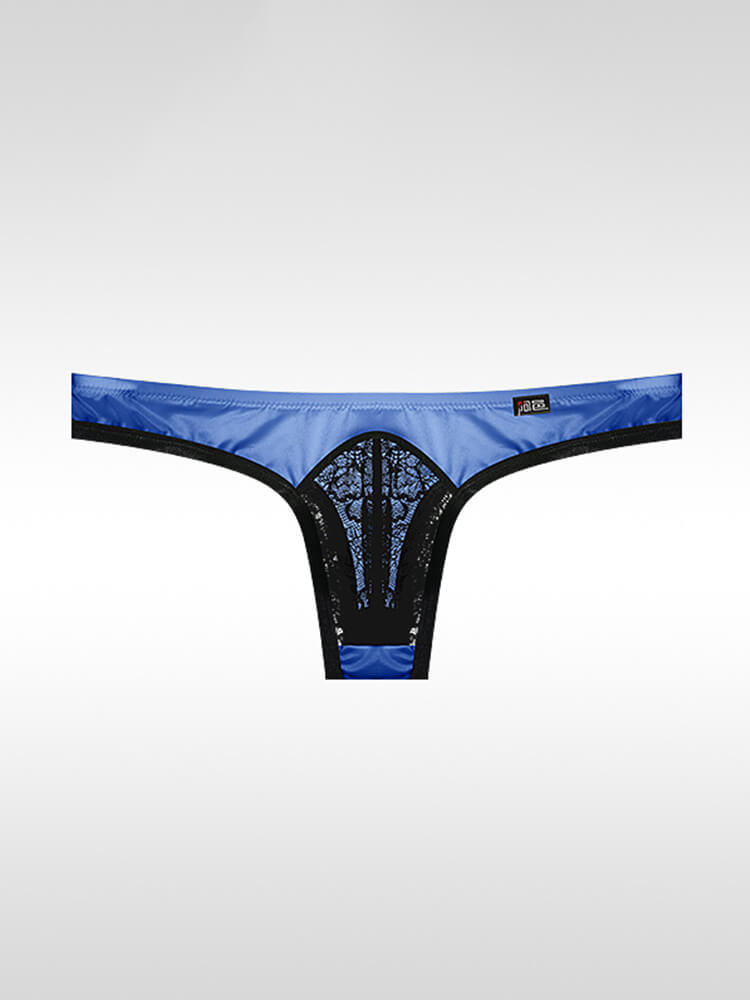  Men's Sexy Ultra-Thin Ice Silk Lace Low-Rise Thong