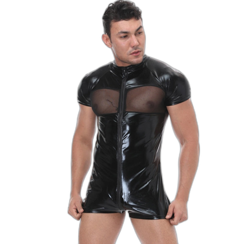 Faux Leather Fetish Bodysuit
