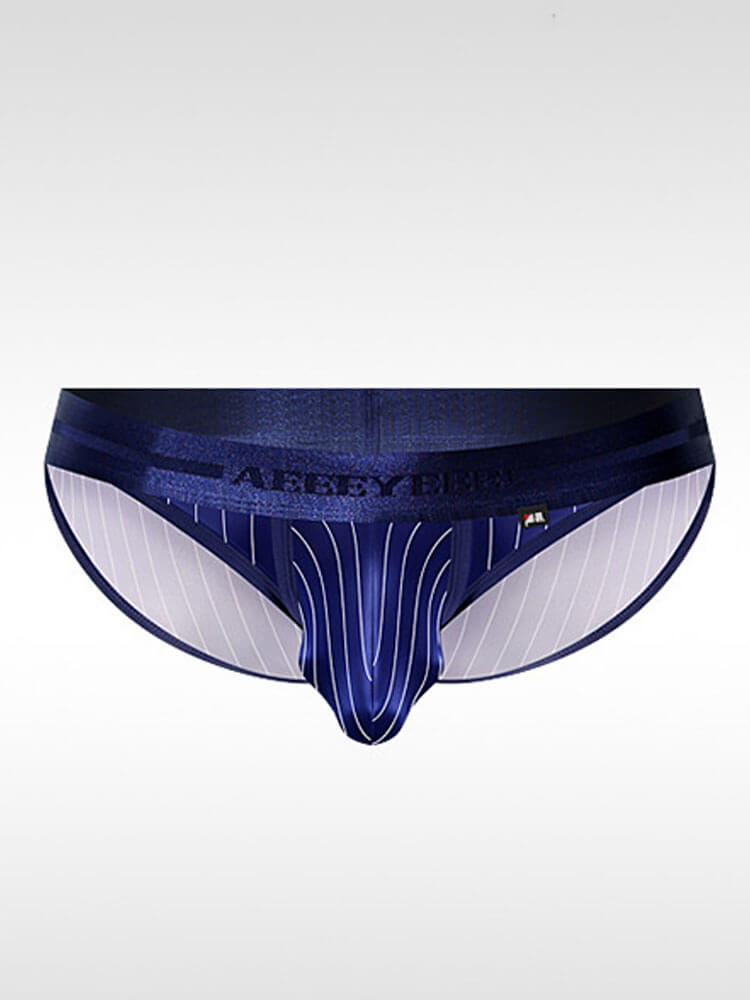 Men's Sexy Low-Rise High-Cut Striped Briefs