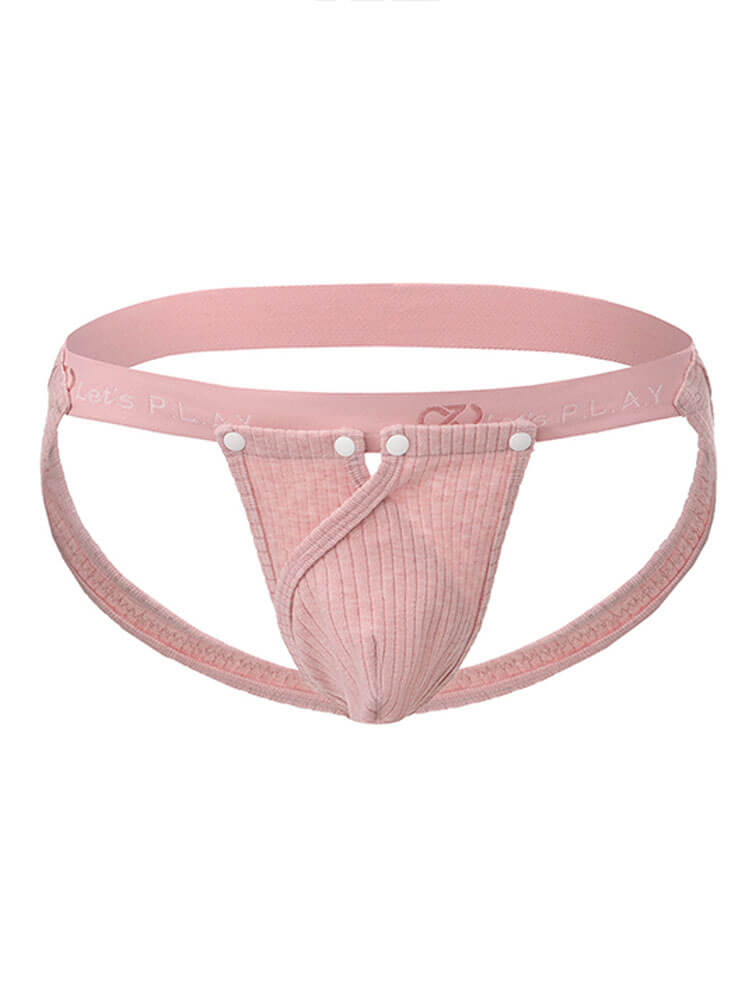 Men's Double Thong Elastic Ribbed Antibacterial Thong