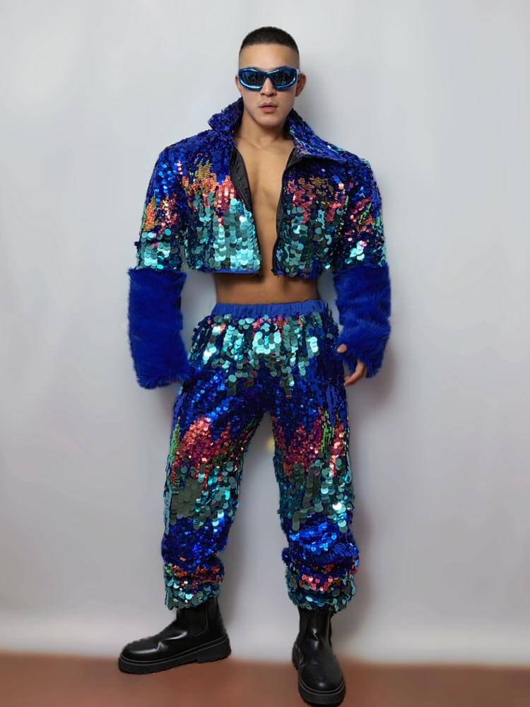 Men's Fashionable Glitter Performance Costume Set