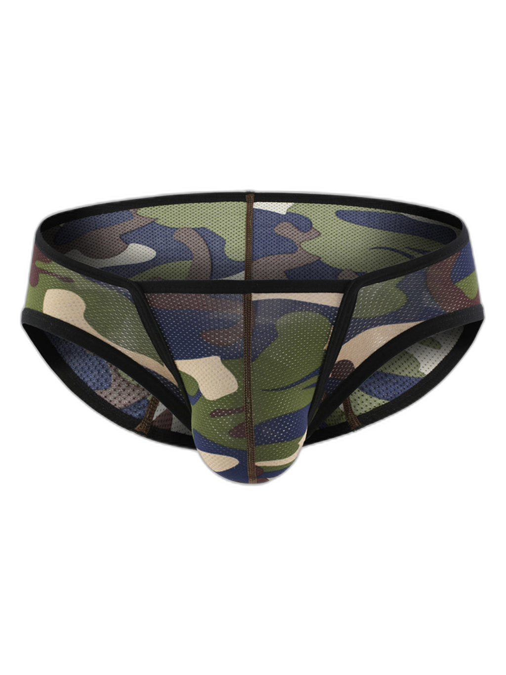 Men’s Sexy Camo Print Mesh Bikini