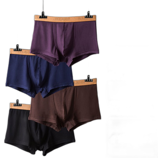 Modal Ultra-soft Solid Mid-waist Men's Boxer Briefs