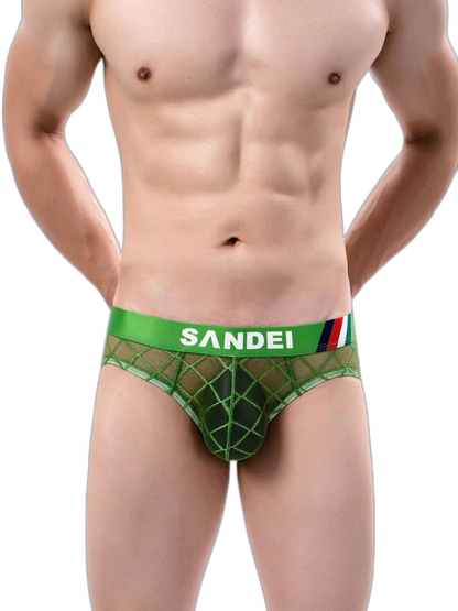3 Pack Men's Low-Rise Lace Sexy Mesh Briefs And Thongs