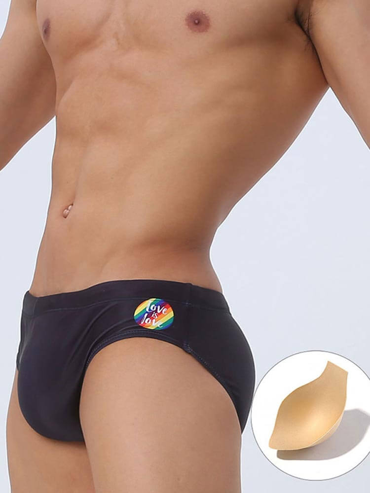 Men's Pride Love Rainbow Print Sexy Swim Briefs