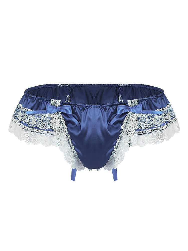 Men's Open Hip Lace Bow Spandex Thong