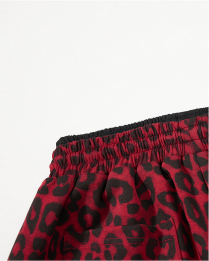 American High Street Style Leopard Print And Letter Print Capri Pants