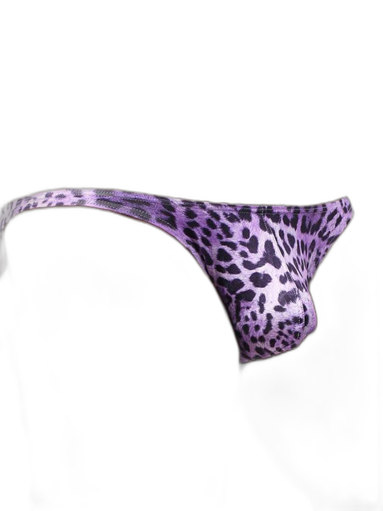 4 Pack Men's U-Convex Leopard Print Nylon Bikini