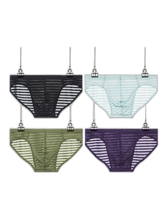 3 Pack Men's Mesh Nylon Breathable Solid Color Bikini