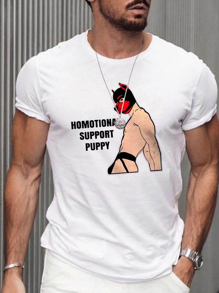 Men's LGBT Homotional Support Puppy Print T-Shirt