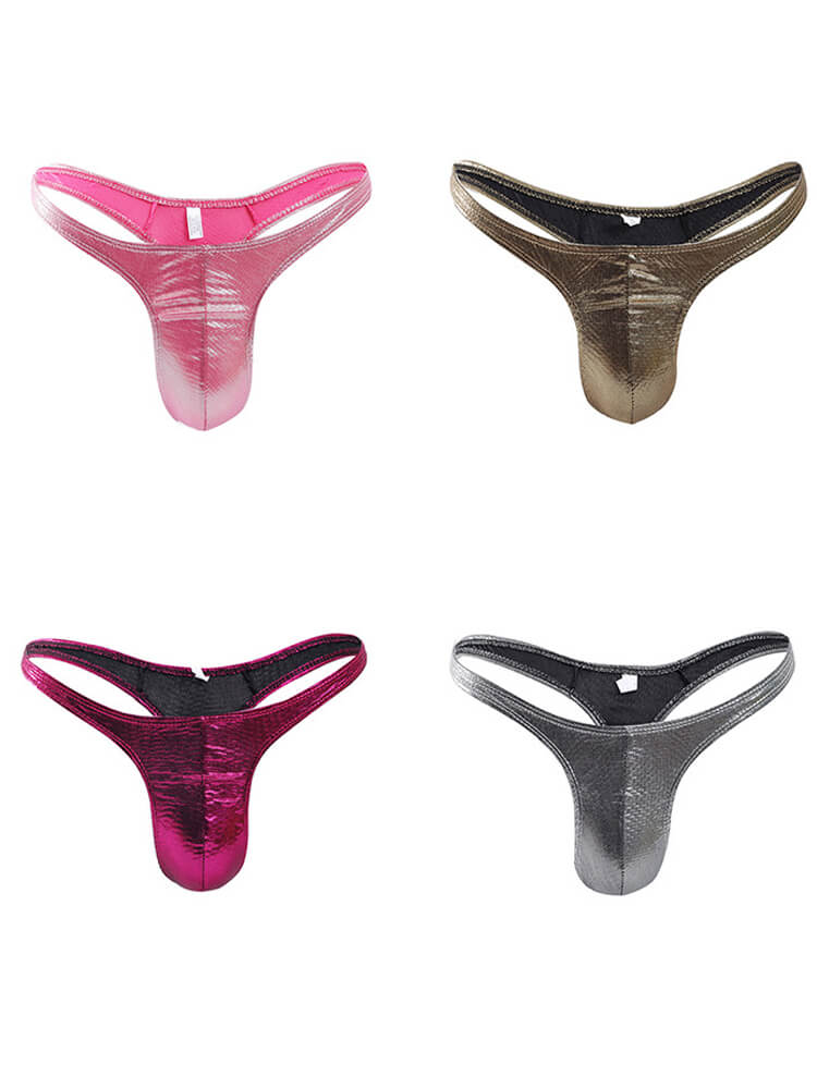 Men's Patent Leather Sexy Seamless Thong