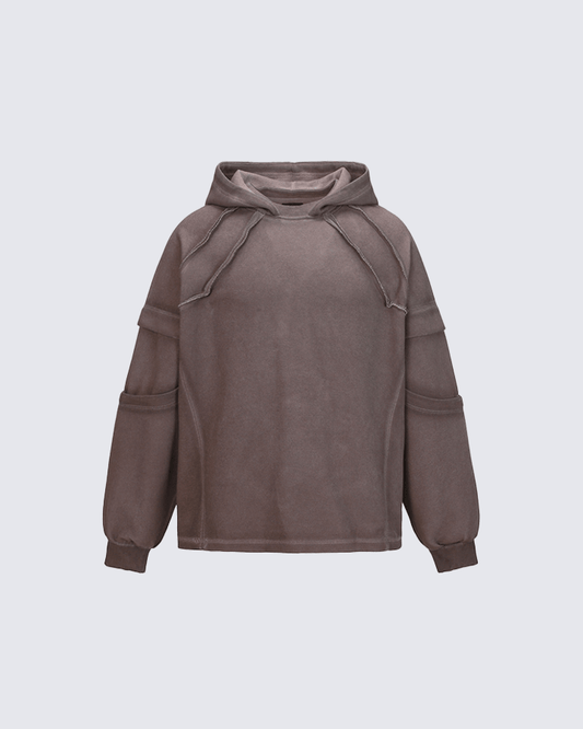 Washed Stitch Detail Oversized Hoodie