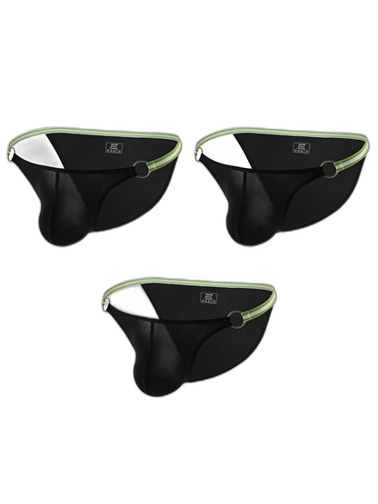 3 Pack Men's Sexy Low-Rise Bikini with Metal Ring