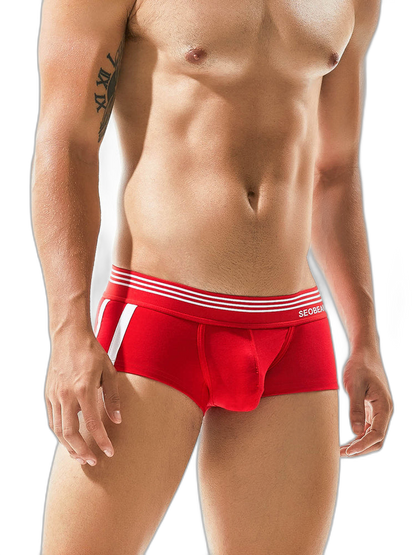Men's Slim-Fit Cotton Trunks - Low Rise & Lifting Support
