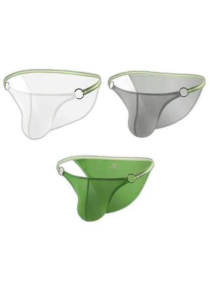 3 Pack Men's Sexy Low-Rise Bikini with Metal Ring