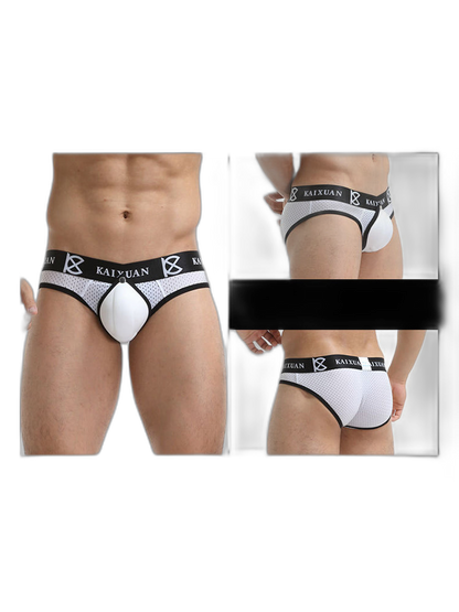 2 Pack Men's Sexy Mesh Front Opening Sponge Coaster Briefs