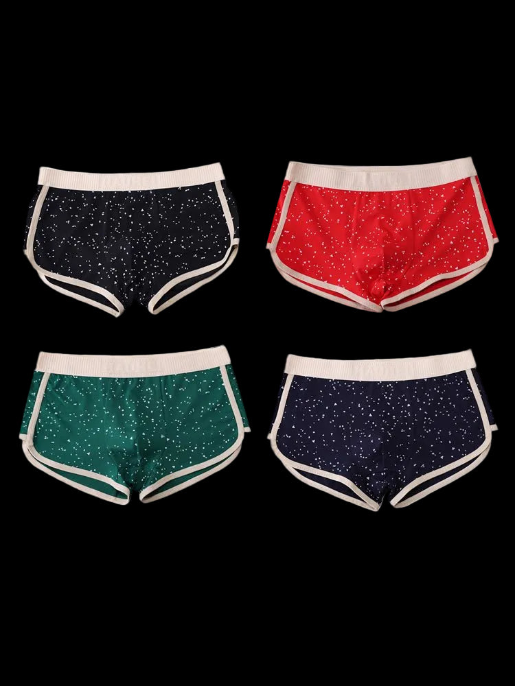 4 - pack Men's Starry Sky Pure Cotton Personality Trendy Youth Boxer Briefs - The Pup Play Hub