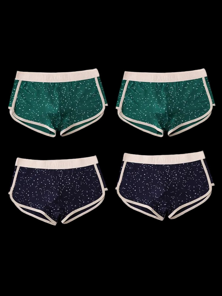 4 - pack Men's Starry Sky Pure Cotton Personality Trendy Youth Boxer Briefs - The Pup Play Hub