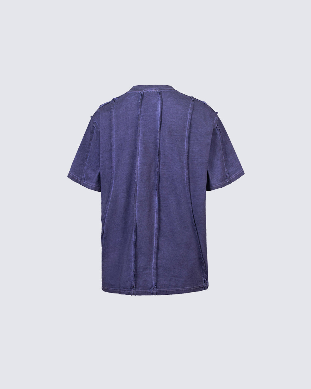 Vertical Raw Seam Washed Crew Neck T-shirt