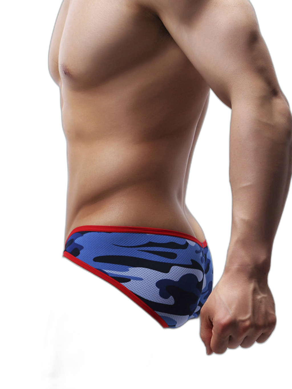 Men’s Sexy Camo Print Mesh Bikini