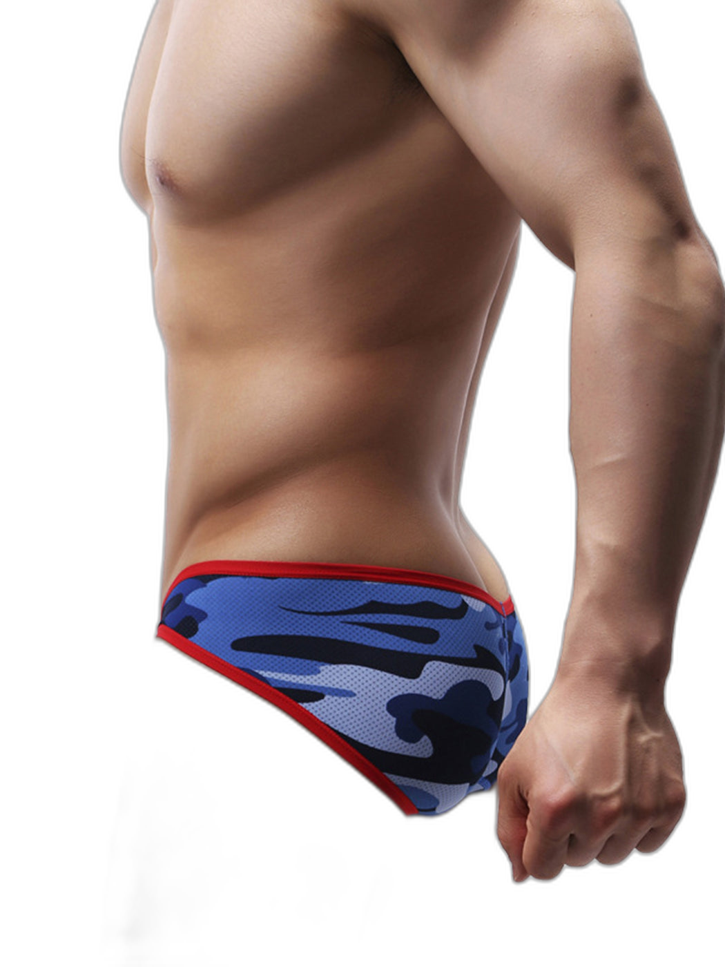 Men’s Sexy Camo Print Mesh Bikini