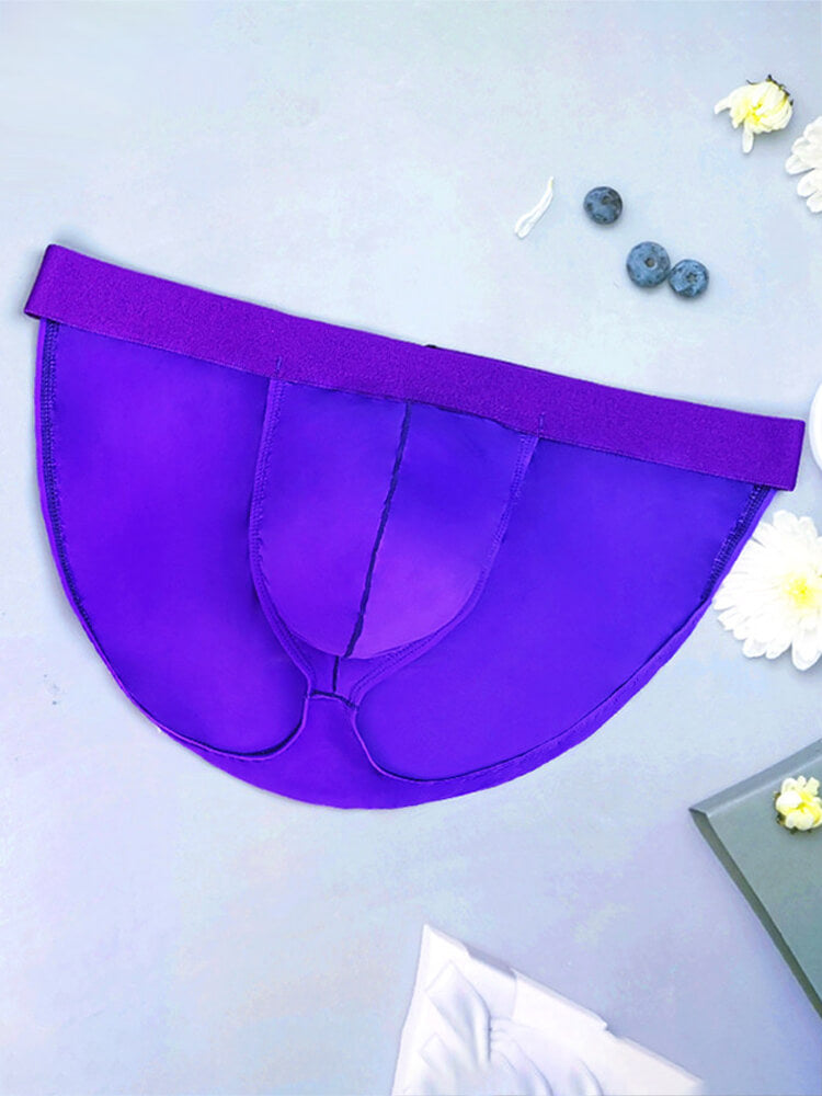 Men's Sexy Mid-Rise Purple High-Cut Athletic Briefs