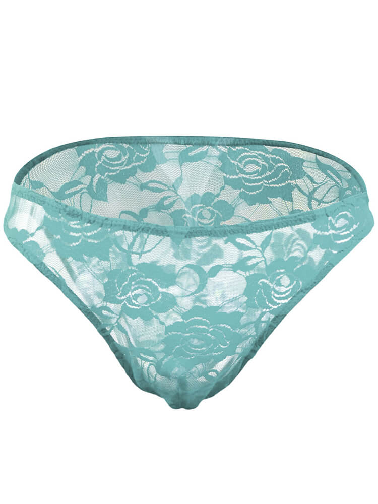 Men's Mesh Transparent Rose Lace Briefs