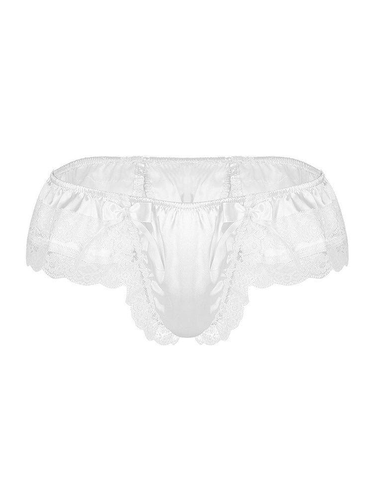 Men's Open Hip Lace Spandex Thong - Blue