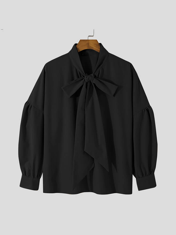 Men's Drop-Shoulder Loose Solid Long Sleeve Shirt