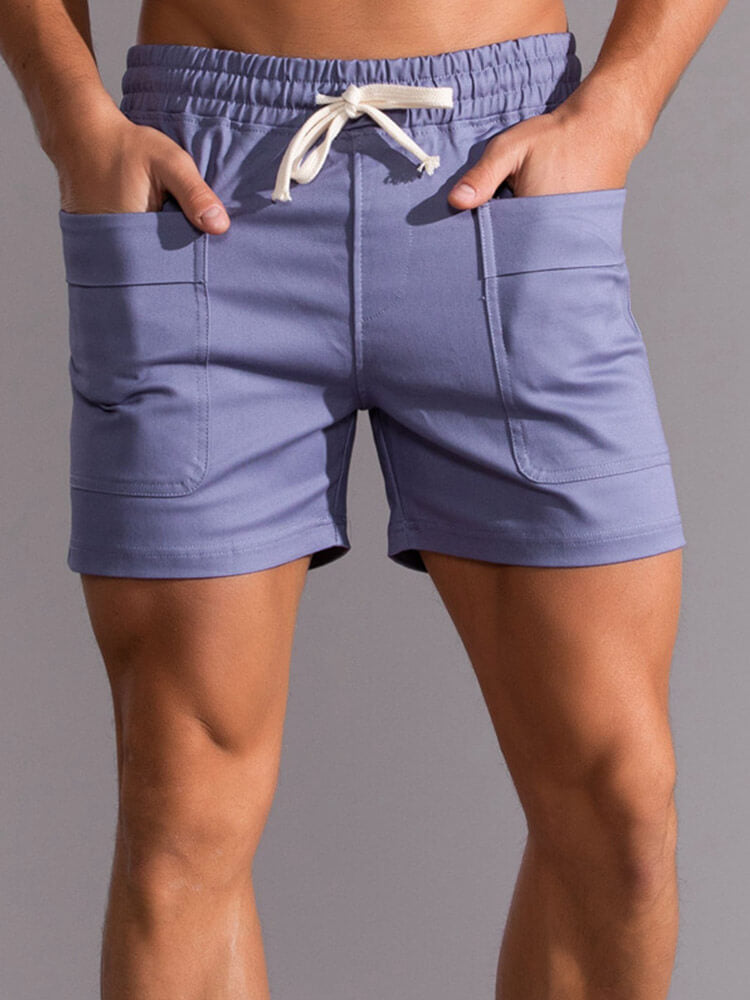 Men's Solid Color Large Pocket Casual Shorts