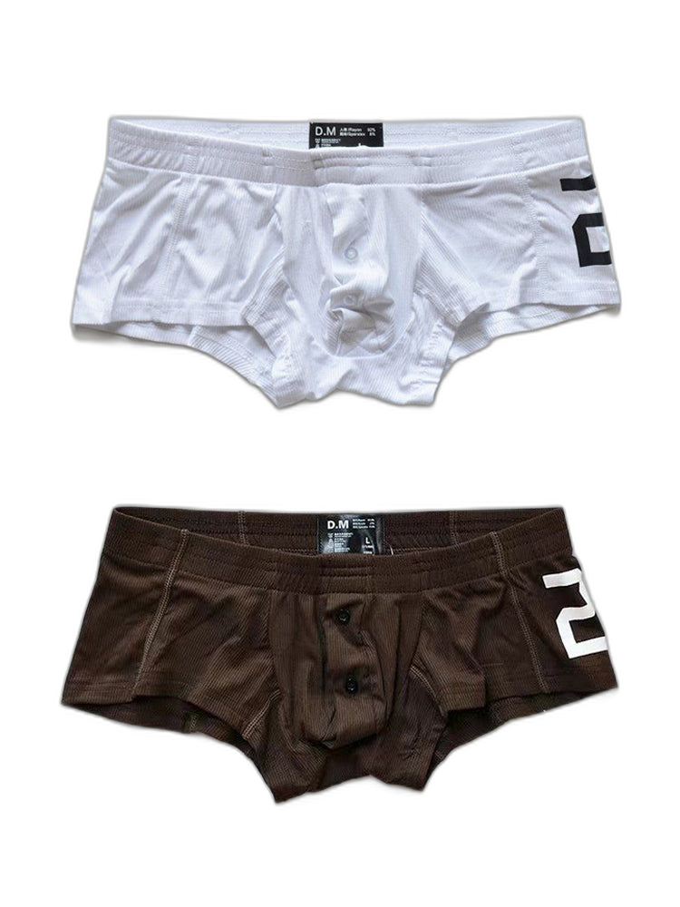 2-pack Men's Solid Color Comfortable Button-down Trunks