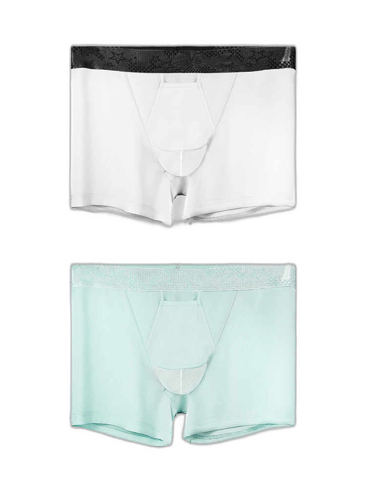 2 Men's Ultra-Thin Ice Silk Detachable Gusset Breathable Trunks