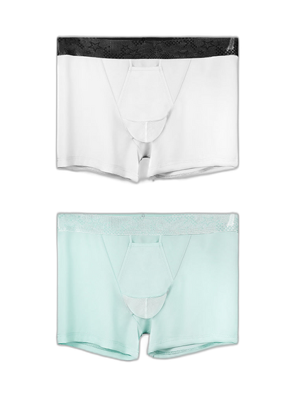 2 Men's Ultra-Thin Ice Silk Detachable Gusset Breathable Trunks