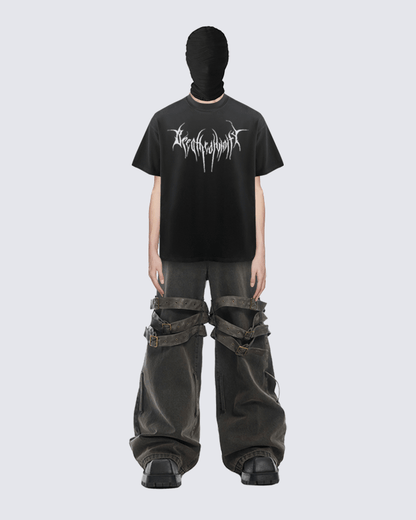 Black Graphic T-shirt with Abstract Print