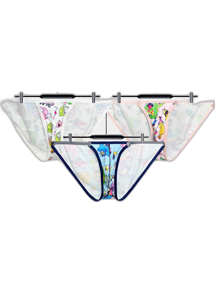 2 Pack Men's Trendy Printed Cartoon Comfortable and Breathable Bikini