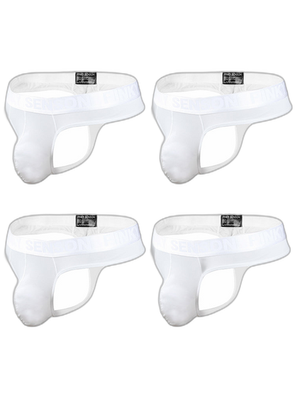 4 Pack Men's Sexy Nylon Low-Rise Comfortable Thong & Strings